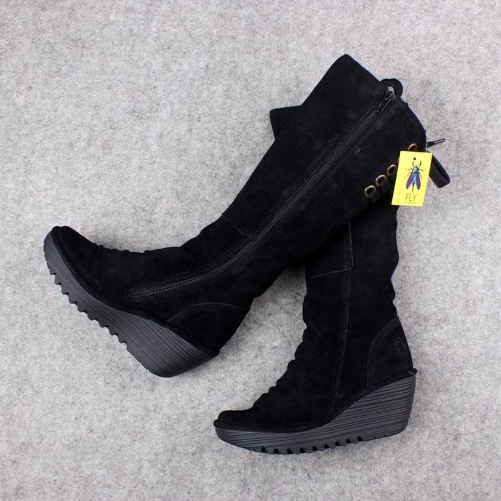 New Fly London Yust Black Tall boots 40 41 9.5 10 10.5 11